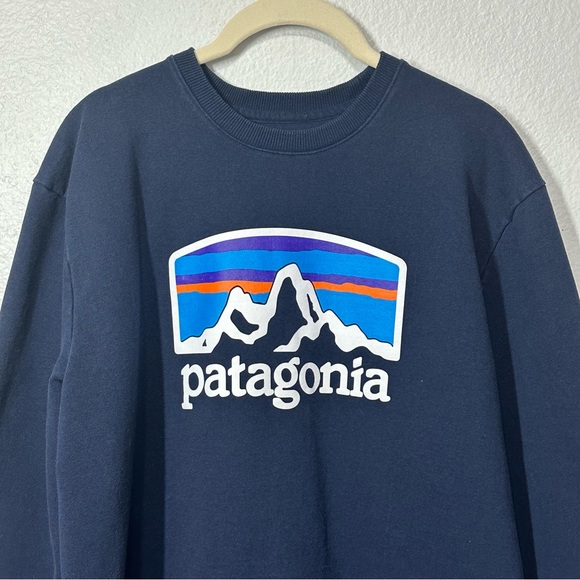 Patagonia Fitz Roy Icon Uprisal‎ Crew Sweatshirt Men's Medium Navy Blue Pullover - Picture 3 of 7